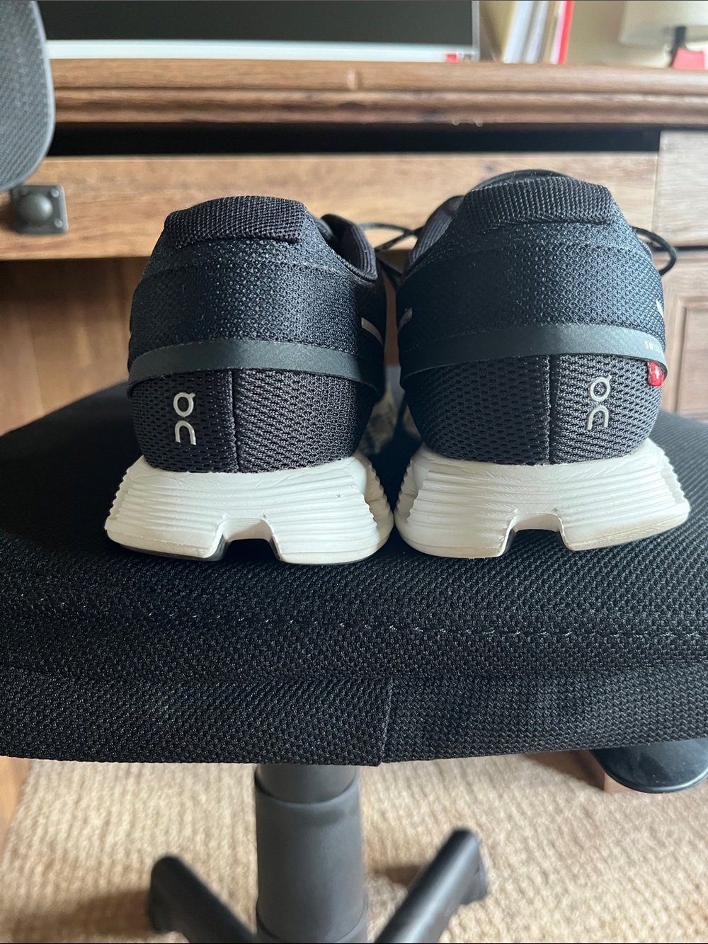 On Running Women's Black and White Cloud-Style Athletic Sneakers - Picture 2 of 4
